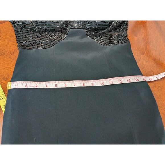 Niteline by Nahdree Beaded Formal Dress 6 Black Strappy Evening Slit Sequin Maxi - Picture 15 of 16